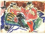 Ernst Ludwig Kirchner Two women at a couch France oil painting artist
